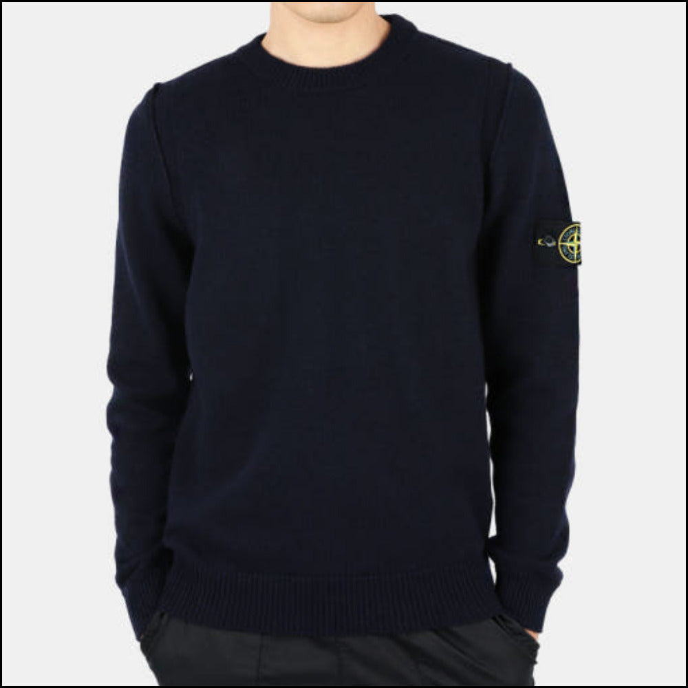 【STONE ISLAND】 Mens Wappen Patch Crewneck Knit Navy