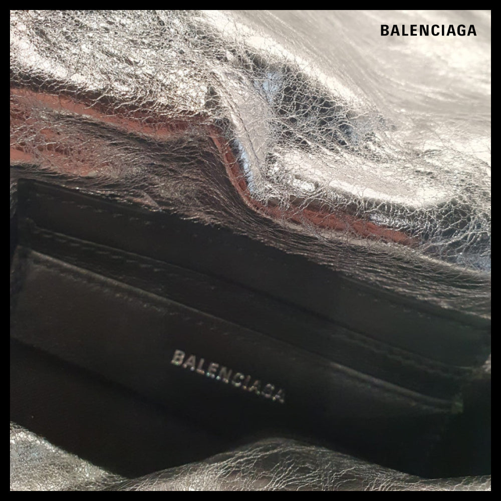 【BALENCIAGA】Monaco Nano Metallic Silver Chain CrossbodyBag