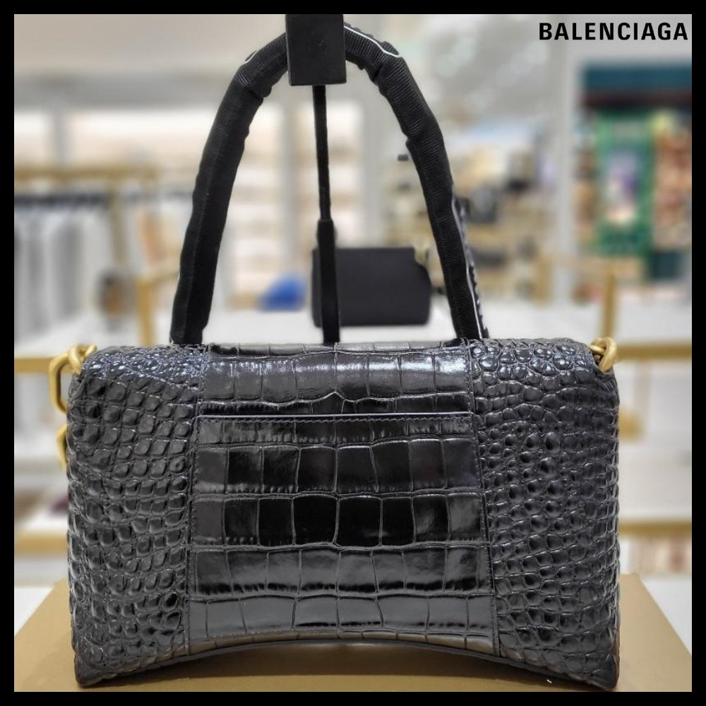 【BALENCIAGA】Downtown XS Shoulder Bag Crocodile Black