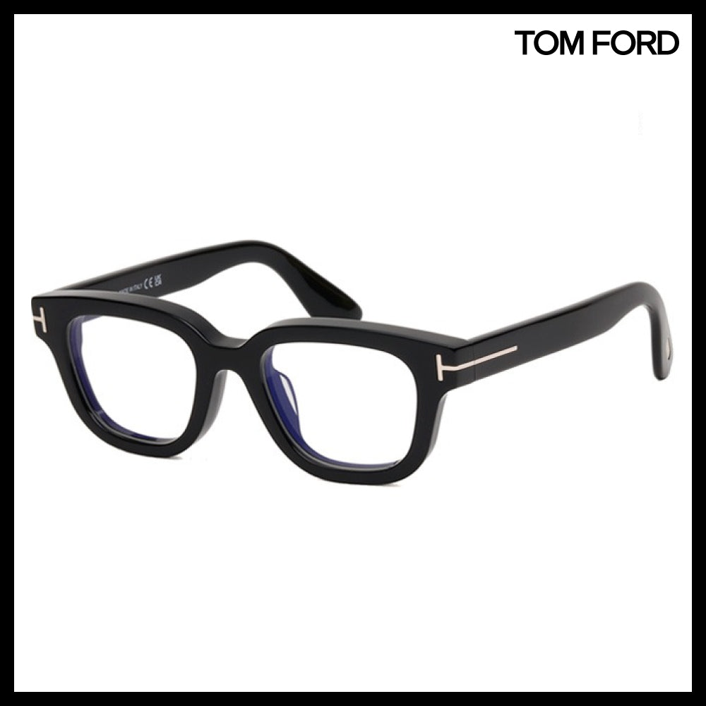 【TOM FORD】Bold Square Black Horn-Rimmed Eyeglasses