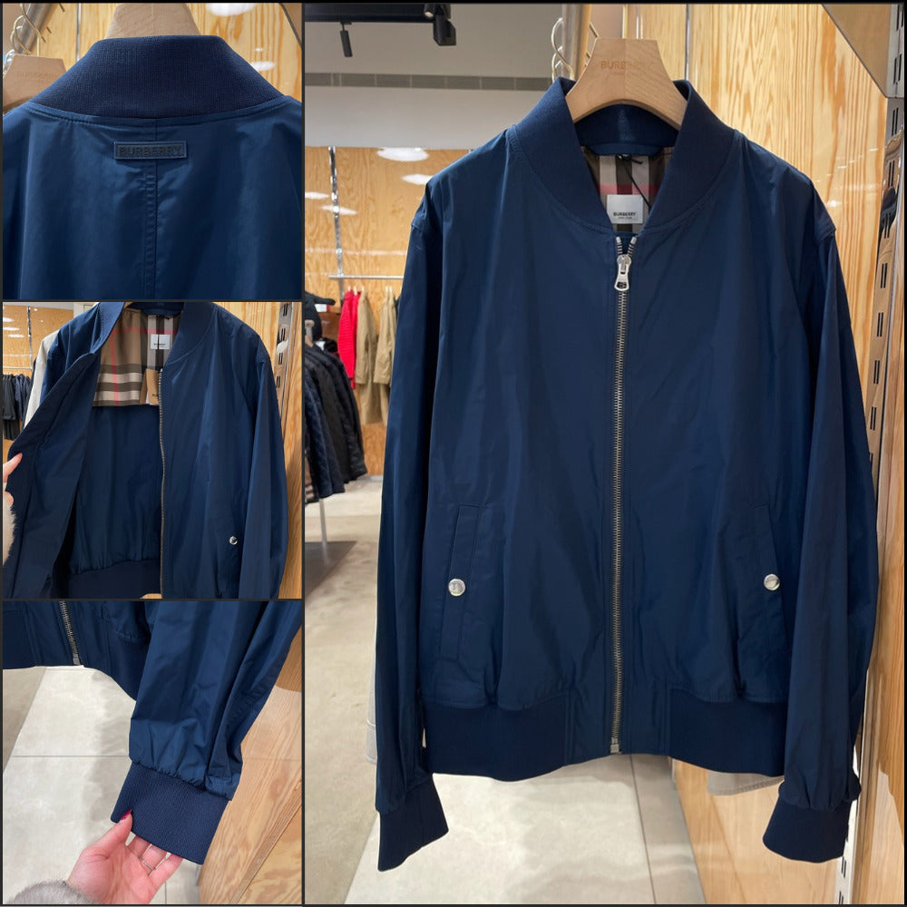 【Burberry】ELLON Bomber Zip Up Jacket Ink Blue